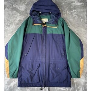 Eddie Bauer Jacket Gore-Tex Mens L Nylon Full Zip Windbreaker Field Jacket hood